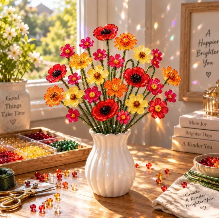 🌼✨DIY Beaded Wildflower Bouquet Kit – Handmade Crystal Flower Craft Set🌸✨