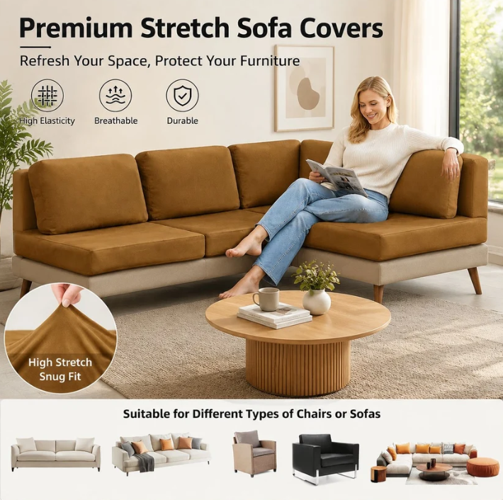 🪑 Stretch Sofa Cushion Covers Set (4 / 8 / 12 PCS)