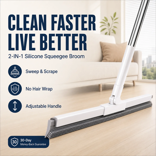 Sweep & Scrape Instantly! Double-Sided Silicone Multi-Purpose Broom