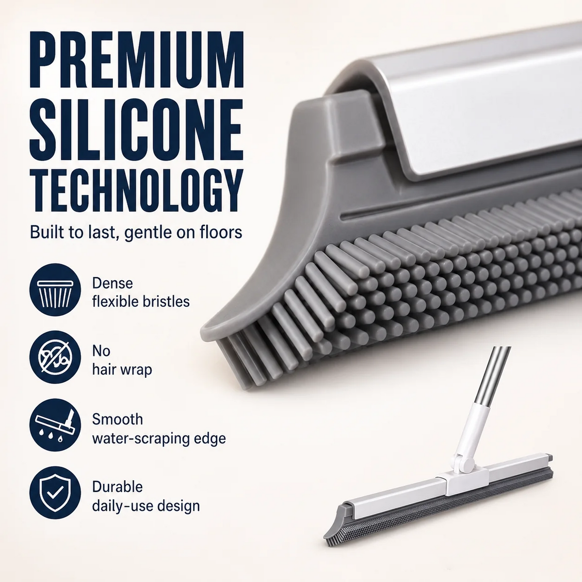 Sweep & Scrape Instantly! Double-Sided Silicone Multi-Purpose Broom