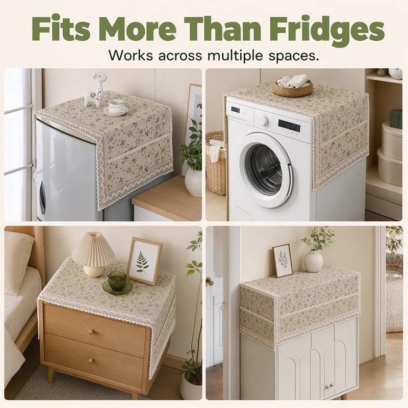 💖LAST DAY SALE!!💖✨Cotton Linen Refrigerator Dust Cover with Pockets