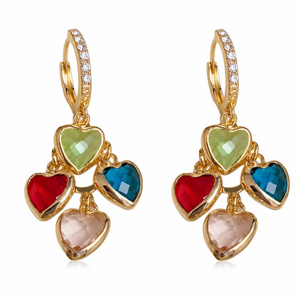 🔥BUY 1 GET 1 FREE 🔥Retro Colorful Heart Tassel Drop Earrings for Women Fashion Ear Buckle Jewelry
