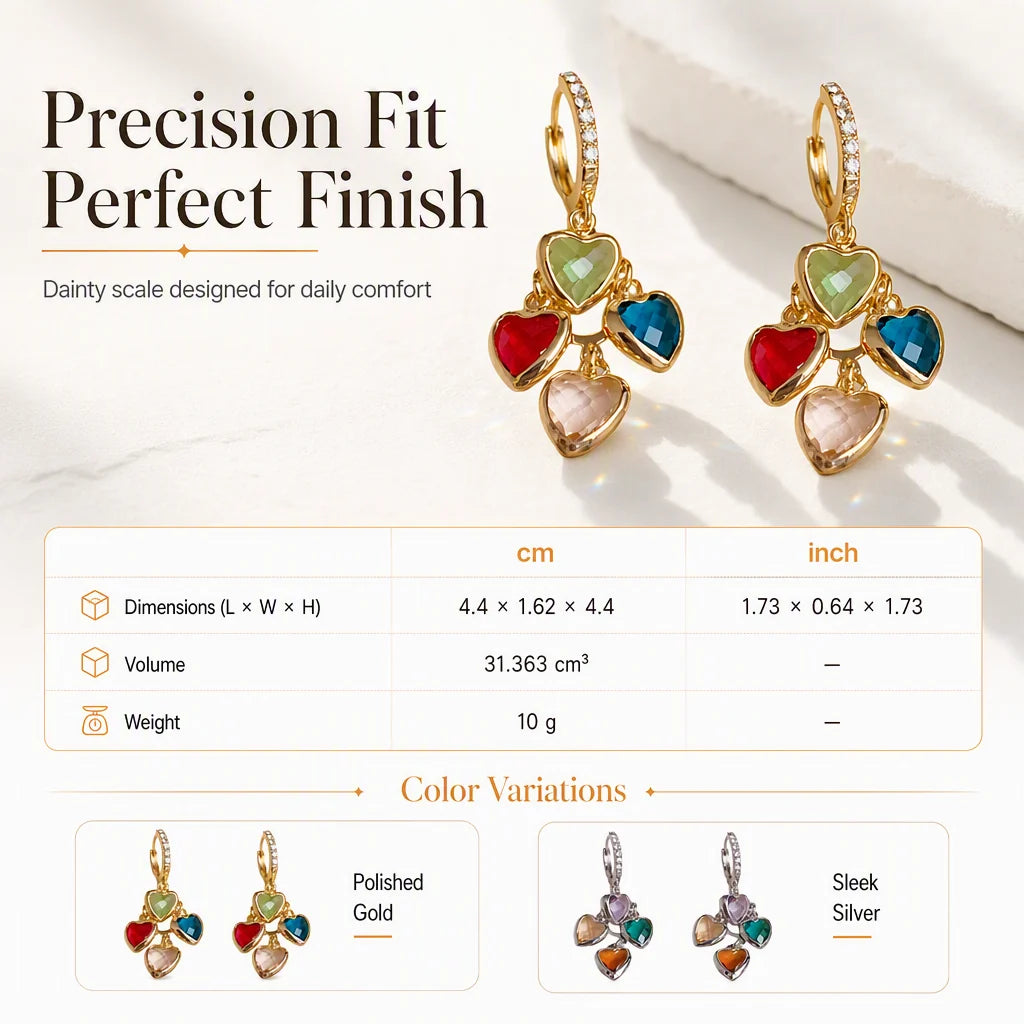 🔥BUY 1 GET 1 FREE 🔥Retro Colorful Heart Tassel Drop Earrings for Women Fashion Ear Buckle Jewelry