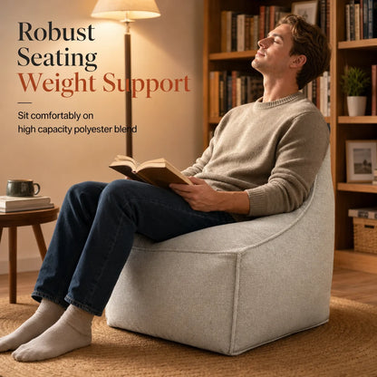 Unstuffed Square Pouf Cover | Storage Ottoman Slipcover for Living Room, Bedroom & Clothes Storage, Washable 45x45x23cm