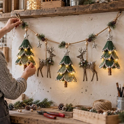 ⏰ LAST DAY 49% OFF - 🦌 Lighted Woodland Christmas Garland