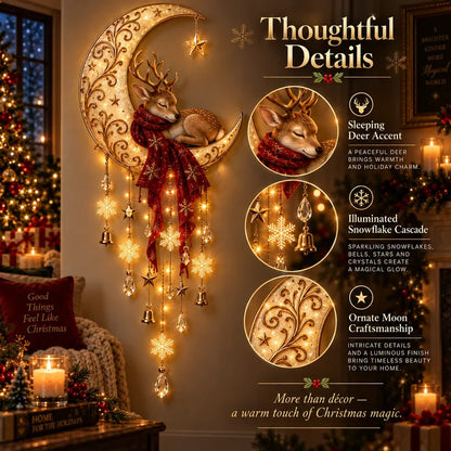 🦌🌙 Moonlit Deer Starfall Wall Light™ – Lighted Christmas Wall Decor