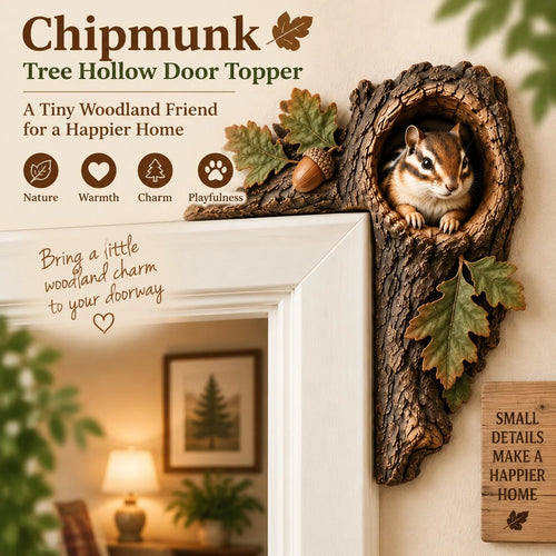 🎅 2026 Christmas Gift 50% Off--🐿️Chipmunk Tree Hollow Door Topper | Woodland Animal Doorway Decor For Cozy Nature Homes