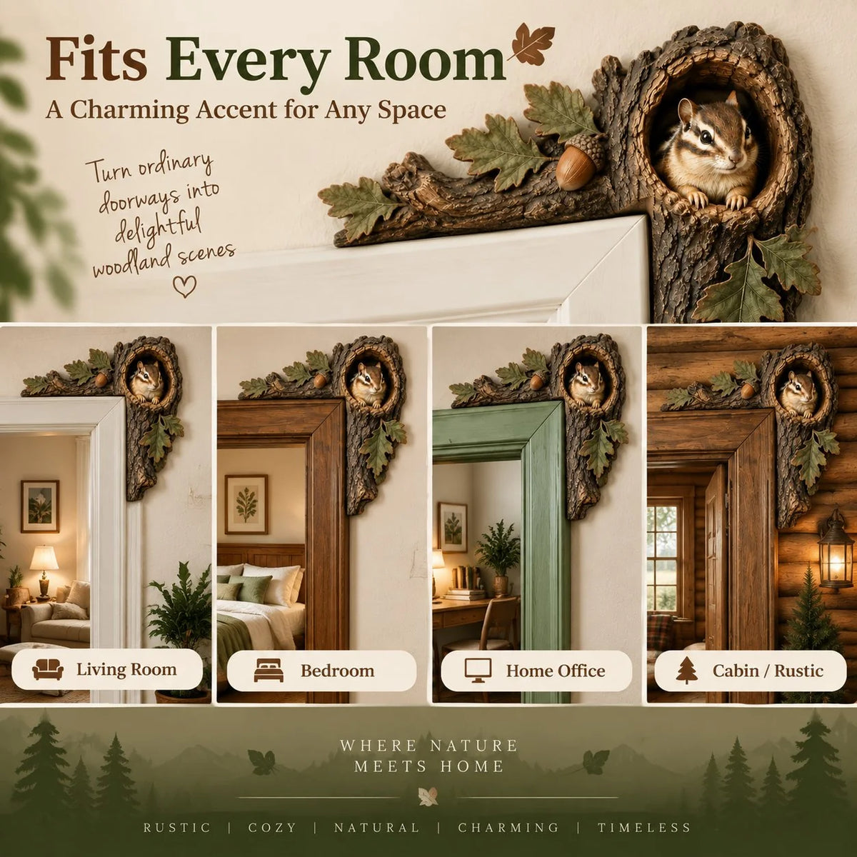 🎅 2026 Christmas Gift 50% Off--🐿️Chipmunk Tree Hollow Door Topper | Woodland Animal Doorway Decor For Cozy Nature Homes