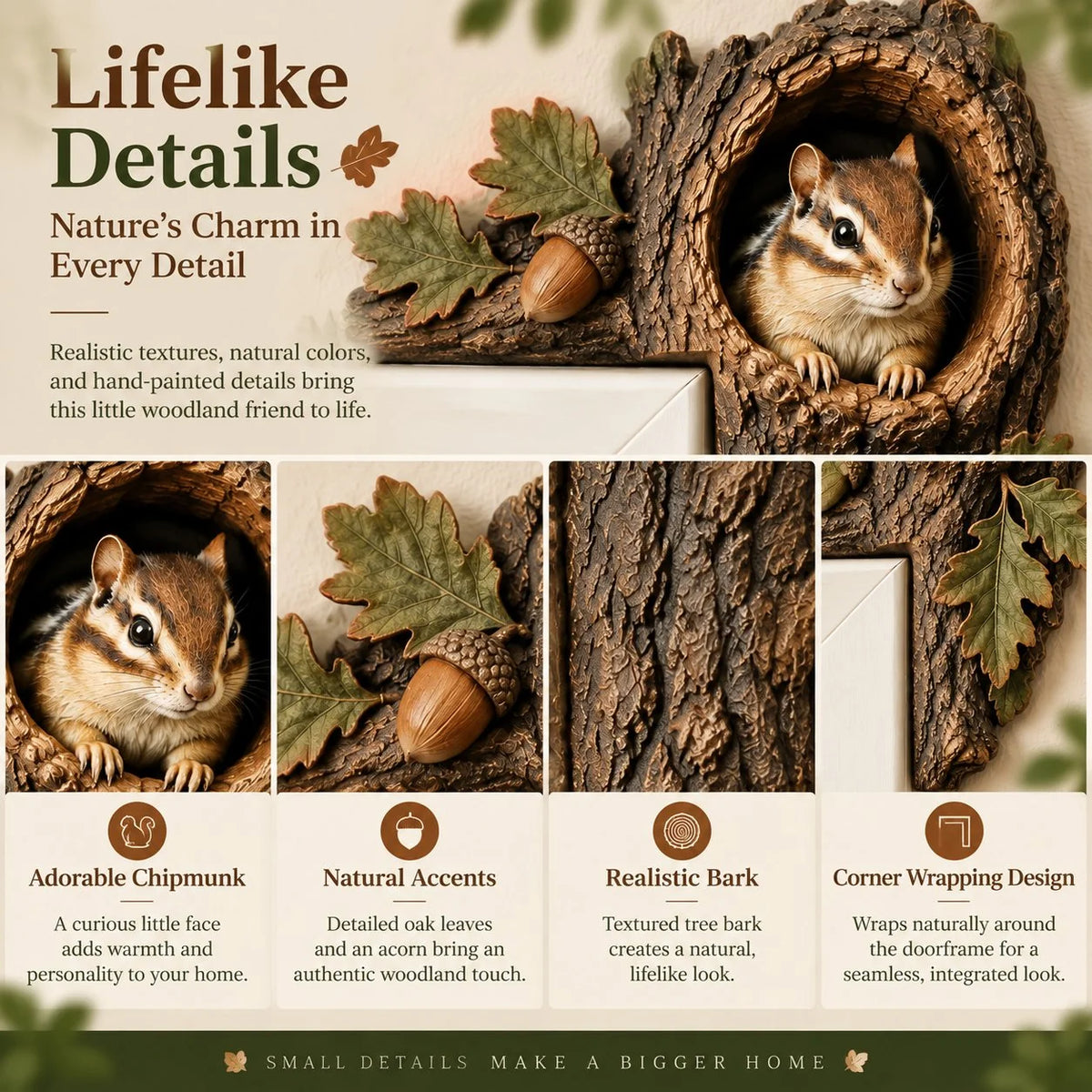 🎅 2026 Christmas Gift 50% Off--🐿️Chipmunk Tree Hollow Door Topper | Woodland Animal Doorway Decor For Cozy Nature Homes