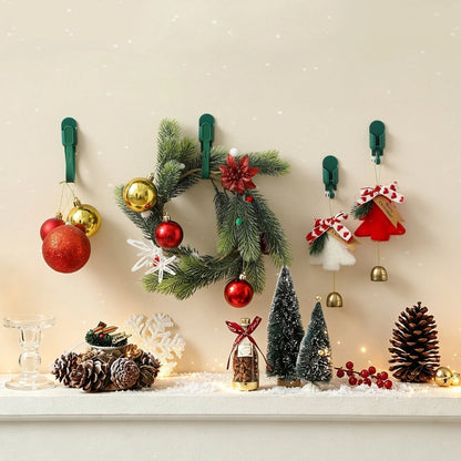 ⏰ Silicone Christmas Wreath Ties & Traceless Hooks – Reusable, Damage-free Holiday Decor Hanging Kit ✨