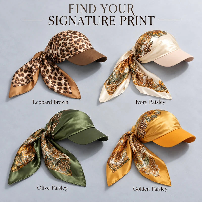 Women's Scarf Visor Hat – Vintage Paisley & Leopard Prints