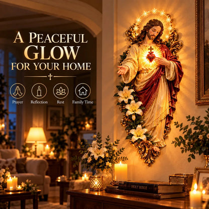 🕊️ Sacred Heart Of Jesus Lighted Wall Decor
