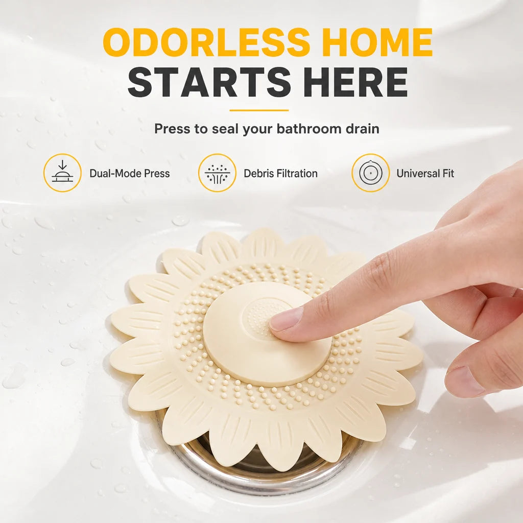 Anti-Odor Bathroom Drain Silicone Sunflower Cover Anti-Backflow