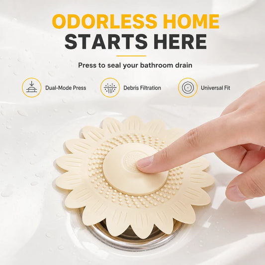 Anti-Odor Bathroom Drain Silicone Sunflower Cover Anti-Backflow