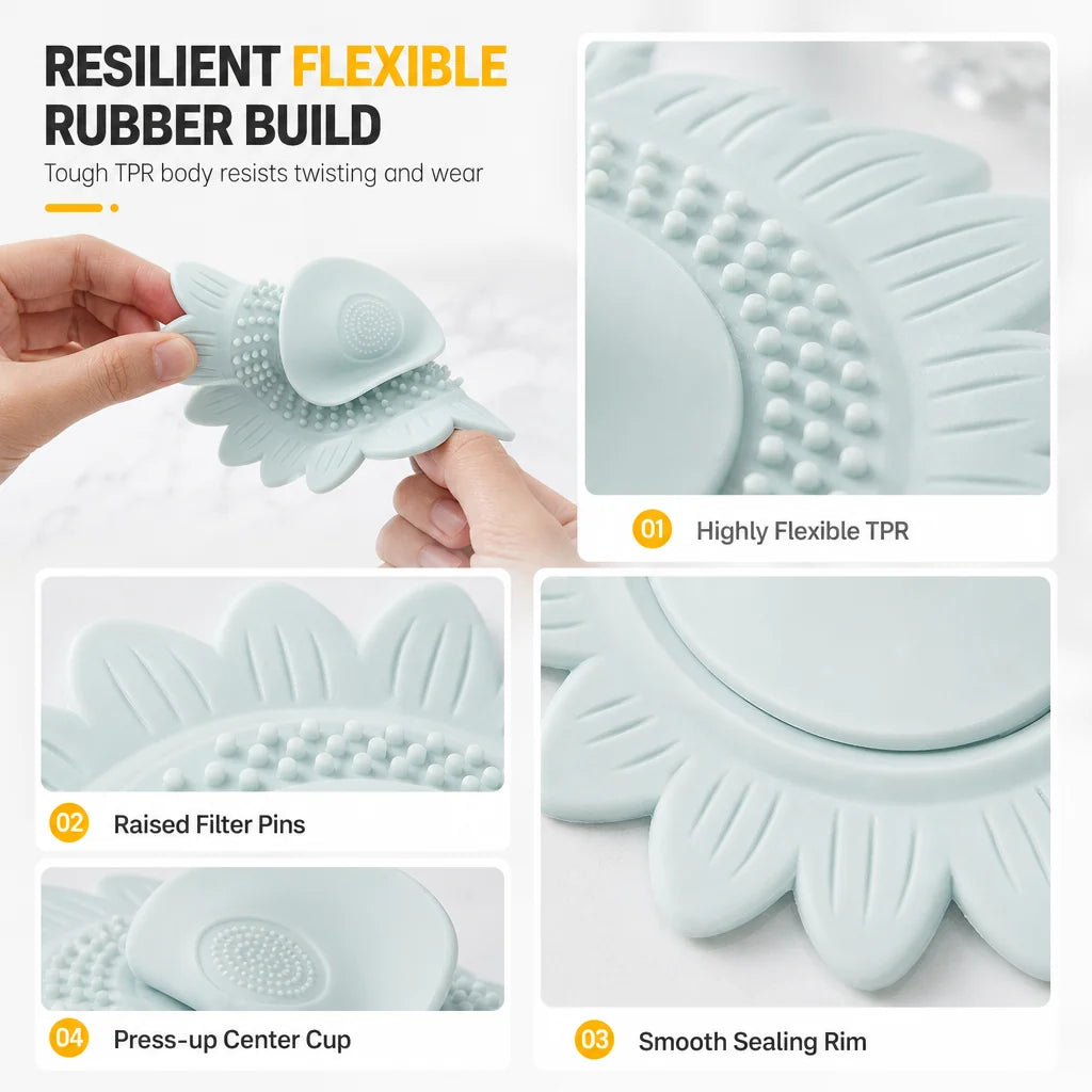 Anti-Odor Bathroom Drain Silicone Sunflower Cover Anti-Backflow