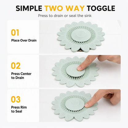 Anti-Odor Bathroom Drain Silicone Sunflower Cover Anti-Backflow