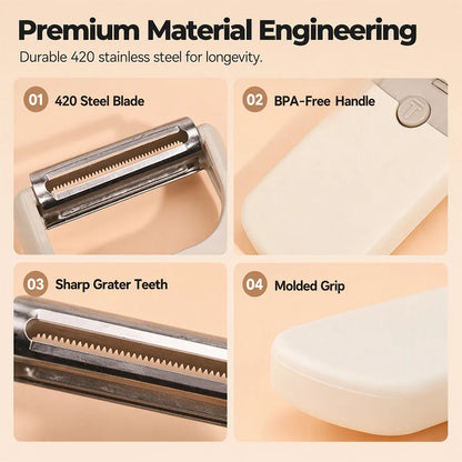 3-in-1 Vegetable Peeler and Grater with 420 Stainless Steel Blades