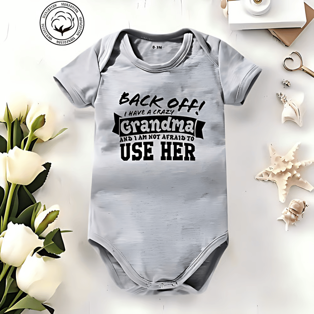 🔥Hot Sale 49% off🌟👶 "Back Off! I Have a Crazy Grandpa" Cute Cotton Baby Bodysuit