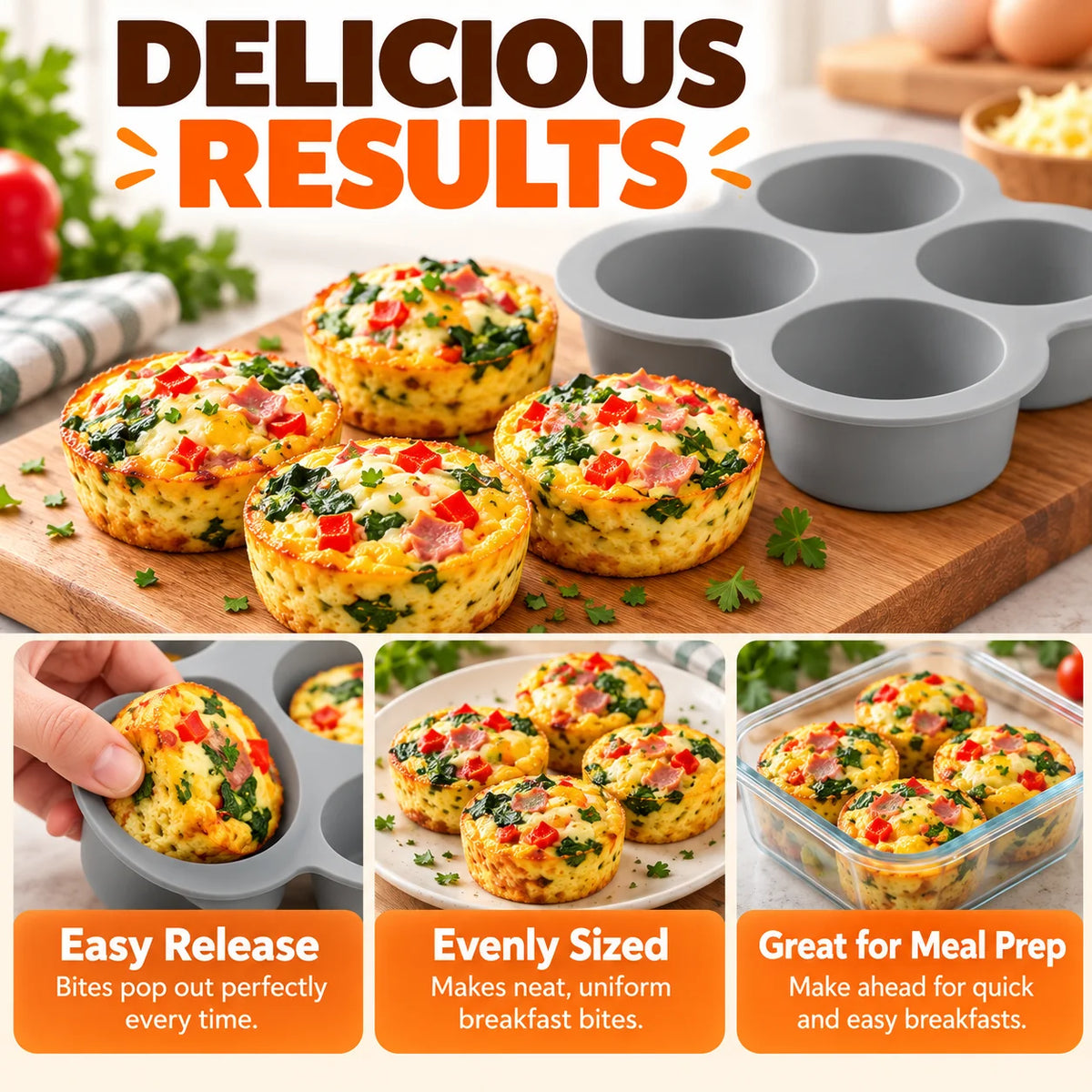 🍳 Silicone Air Fryer Egg Mold – 4-Cup Nonstick Baking Pan for Muffins, Egg Bites & Desserts