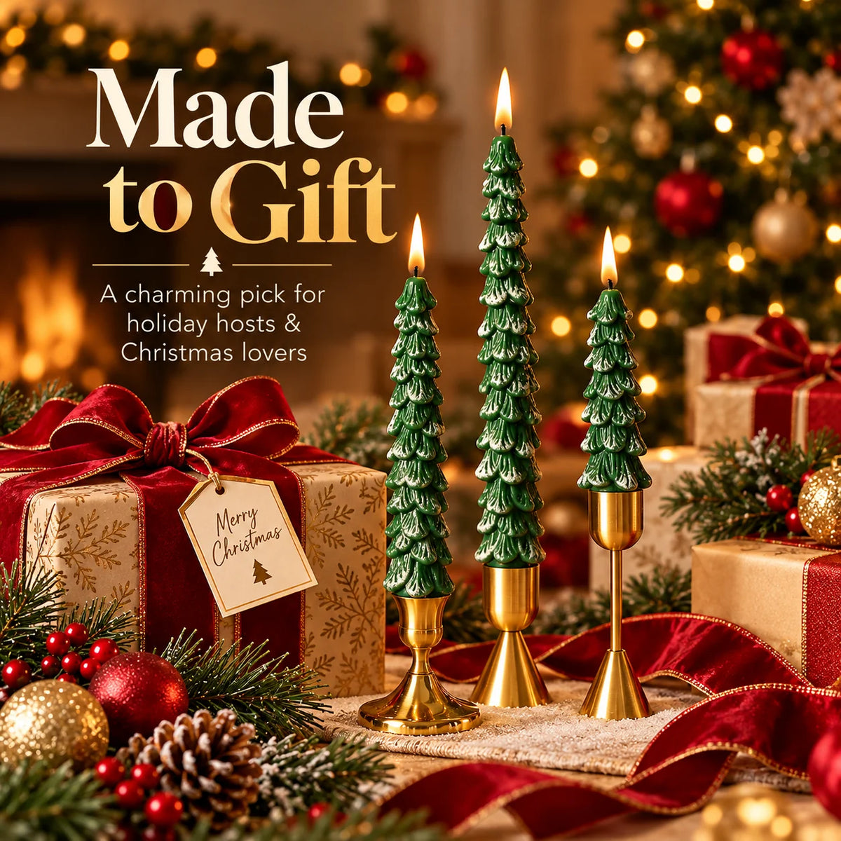🎄 10-Inch Christmas Tree Candle – Add a Cozy Holiday Glow to Your Home! 🕯️🛒