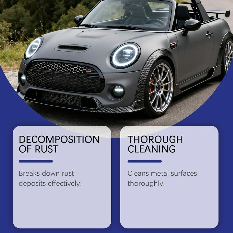 Powerful, multifunctional rust remover spray for cars – works on bumpers, exhaust pipes, and trim, effortlessly removing rust in minutes