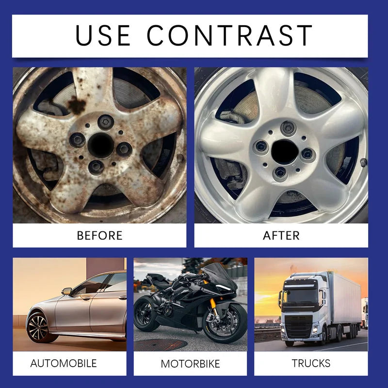 Powerful, multifunctional rust remover spray for cars – works on bumpers, exhaust pipes, and trim, effortlessly removing rust in minutes