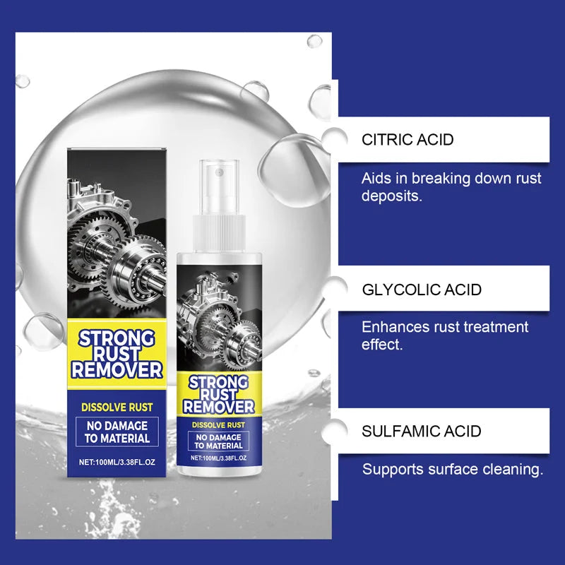 Powerful, multifunctional rust remover spray for cars – works on bumpers, exhaust pipes, and trim, effortlessly removing rust in minutes