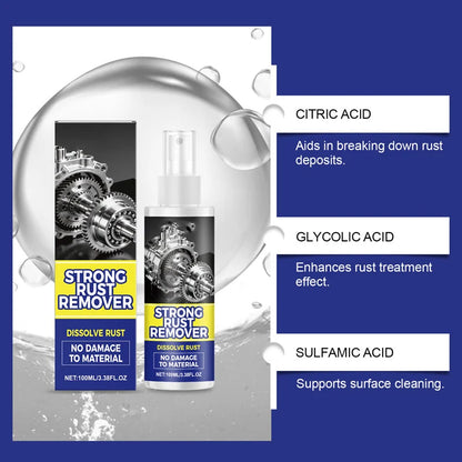 Powerful, multifunctional rust remover spray for cars – works on bumpers, exhaust pipes, and trim, effortlessly removing rust in minutes