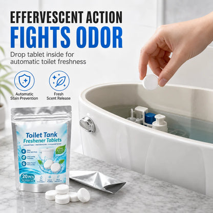 20 Pack White Round Effervescent Toilet Tank Freshener and Deodorizer Tablets