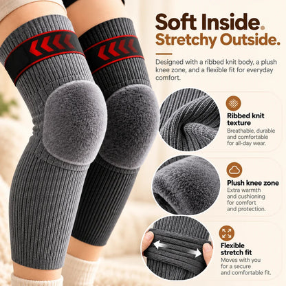 ☁️🧶Fleece-Lined Thermal Knee Warmers with Adjustable Stay-Put Strap