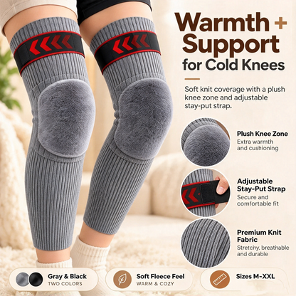☁️🧶Fleece-Lined Thermal Knee Warmers with Adjustable Stay-Put Strap