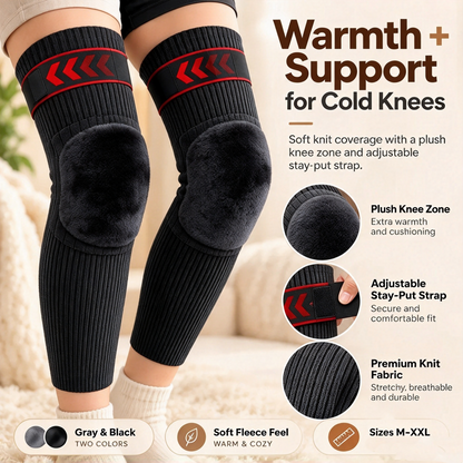 ☁️🧶Fleece-Lined Thermal Knee Warmers with Adjustable Stay-Put Strap