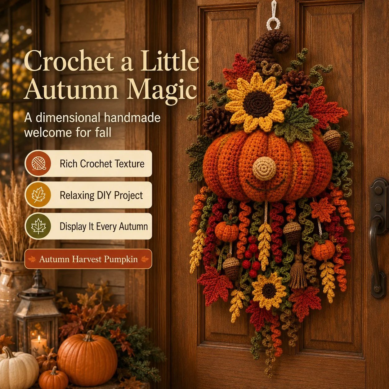 🔥 HOT SALE 🔥⏳ New Arrival 49% OFF – 🧶 DIY Seasonal 3D Crochet Door Hanger Kit Collection | Coordinated Yarn, Filling, Accessories & Step-by-Step Instructions Included 💕