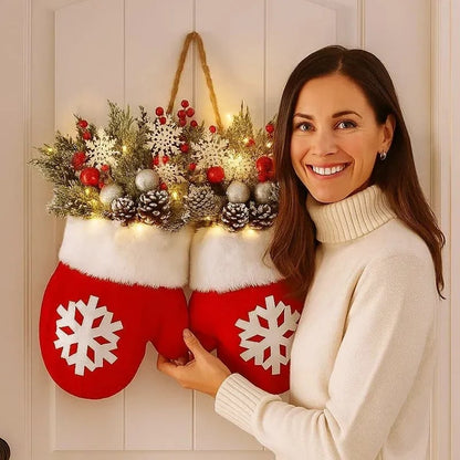 🔥49%OFF🎅 Flashing Christmas Glove Wreath · Create a warm and cosy Christmas atmosphere🧤🧦