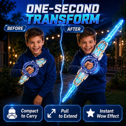 360° Spinning Double-Blade LED Sword | Rechargeable Light-Up Toy