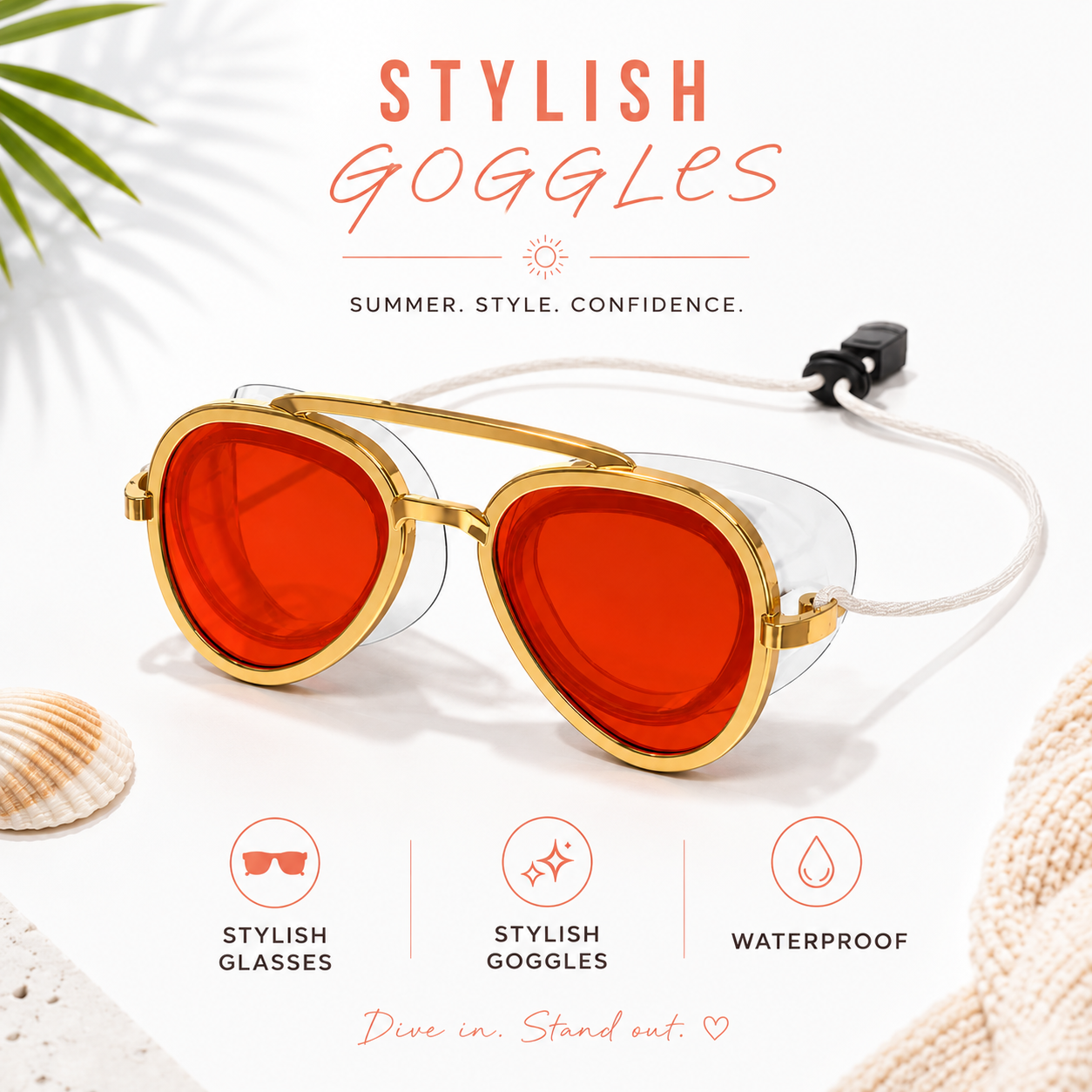 🌊 Stylish Swim Goggles: Dive Into Summer, Glow Like the Sun ✨
