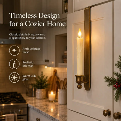 3-Pack Vintage Brass Cabinet Candles with Remote