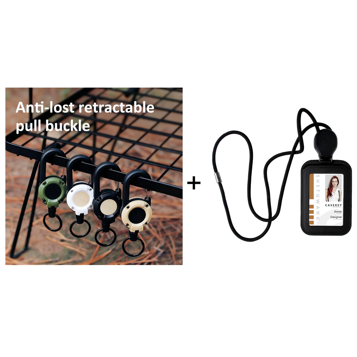 🔑Retractable Carabiner Keychain – 65cm steel lanyard, 100,000 pull cycles. Lightweight & sturdy.