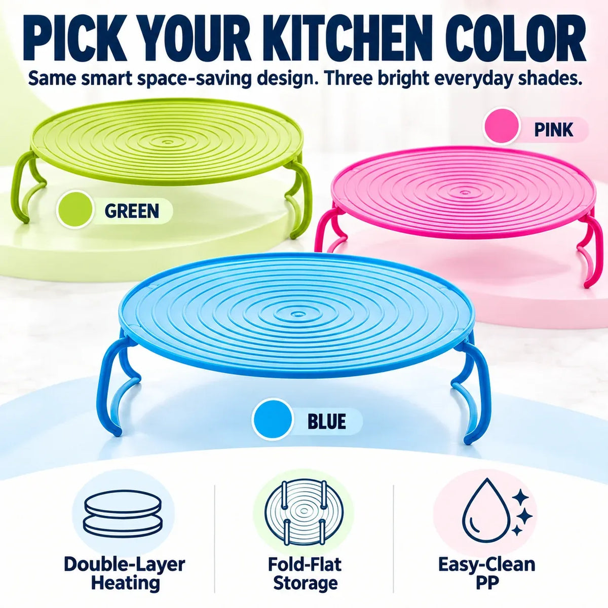 🍽️ 2-in-1 Microwave Plate Stacker & Heat-Resistant Trivet – Double Your Microwave Space