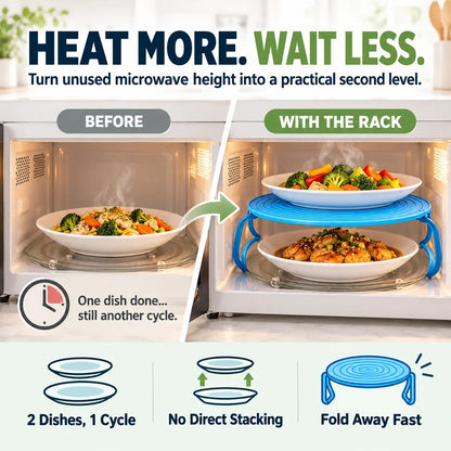🍽️ 2-in-1 Microwave Plate Stacker & Heat-Resistant Trivet – Double Your Microwave Space