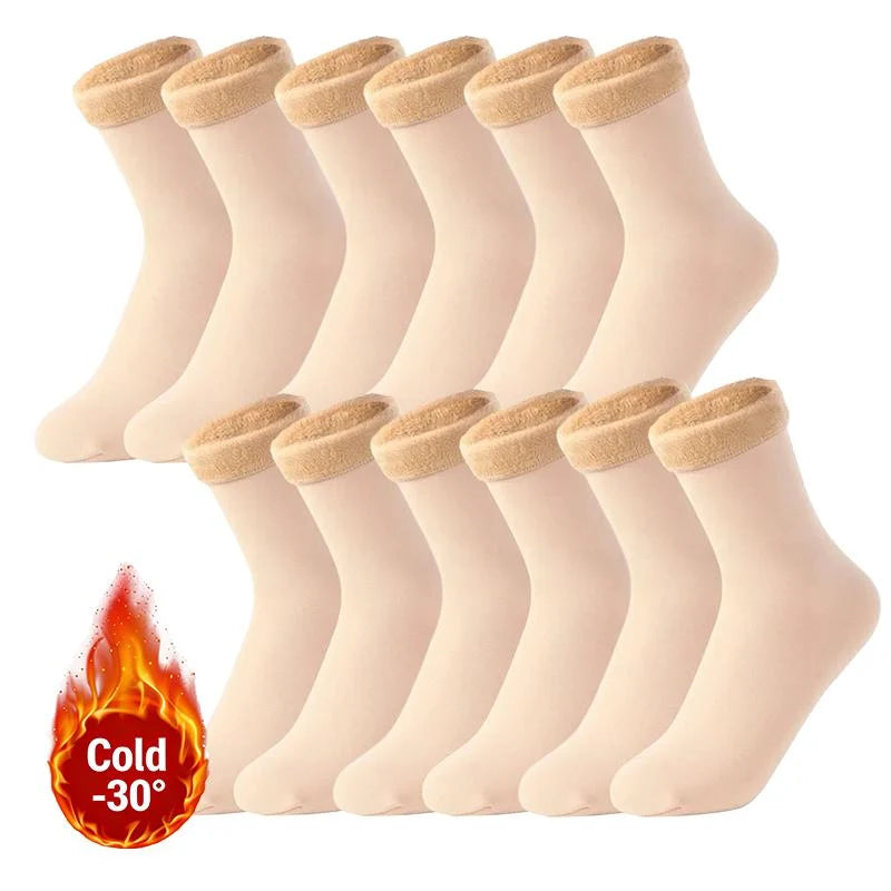 6 Pairs Women's Heavyweight Fuzzy Closed Fast-Heating Underwear Socks🧦