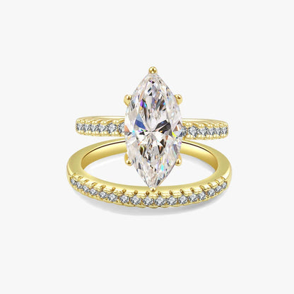 💍 Marquise Sparkle Ring Set – Elegant Two-Piece Gold-Tone Statement Jewelry ✨