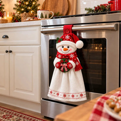 🎄 Christmas Hanging Hand Towel | Button-On Loop Keeps It Within Reach