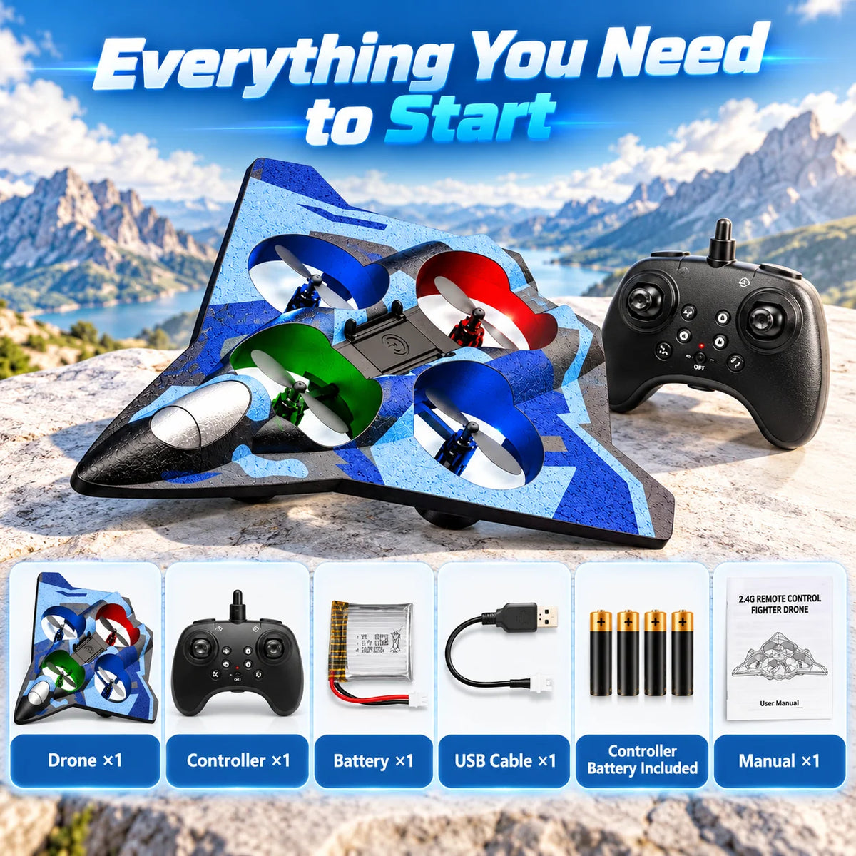 🚀 Stealth RC Hover Jet – 360° Stunts & Stable Flight