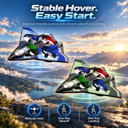 🚀 Stealth RC Hover Jet – 360° Stunts & Stable Flight