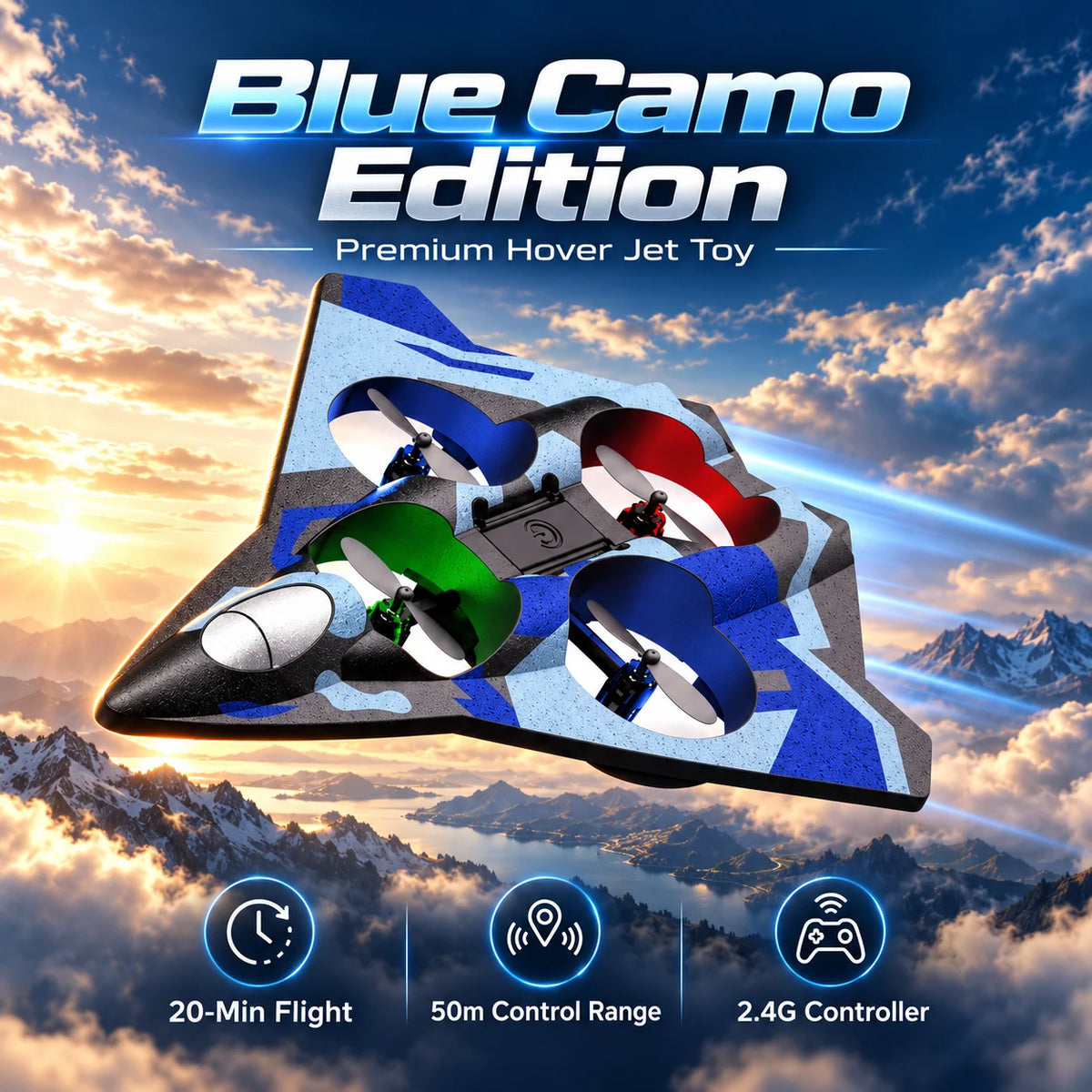 🚀 Stealth RC Hover Jet – 360° Stunts & Stable Flight