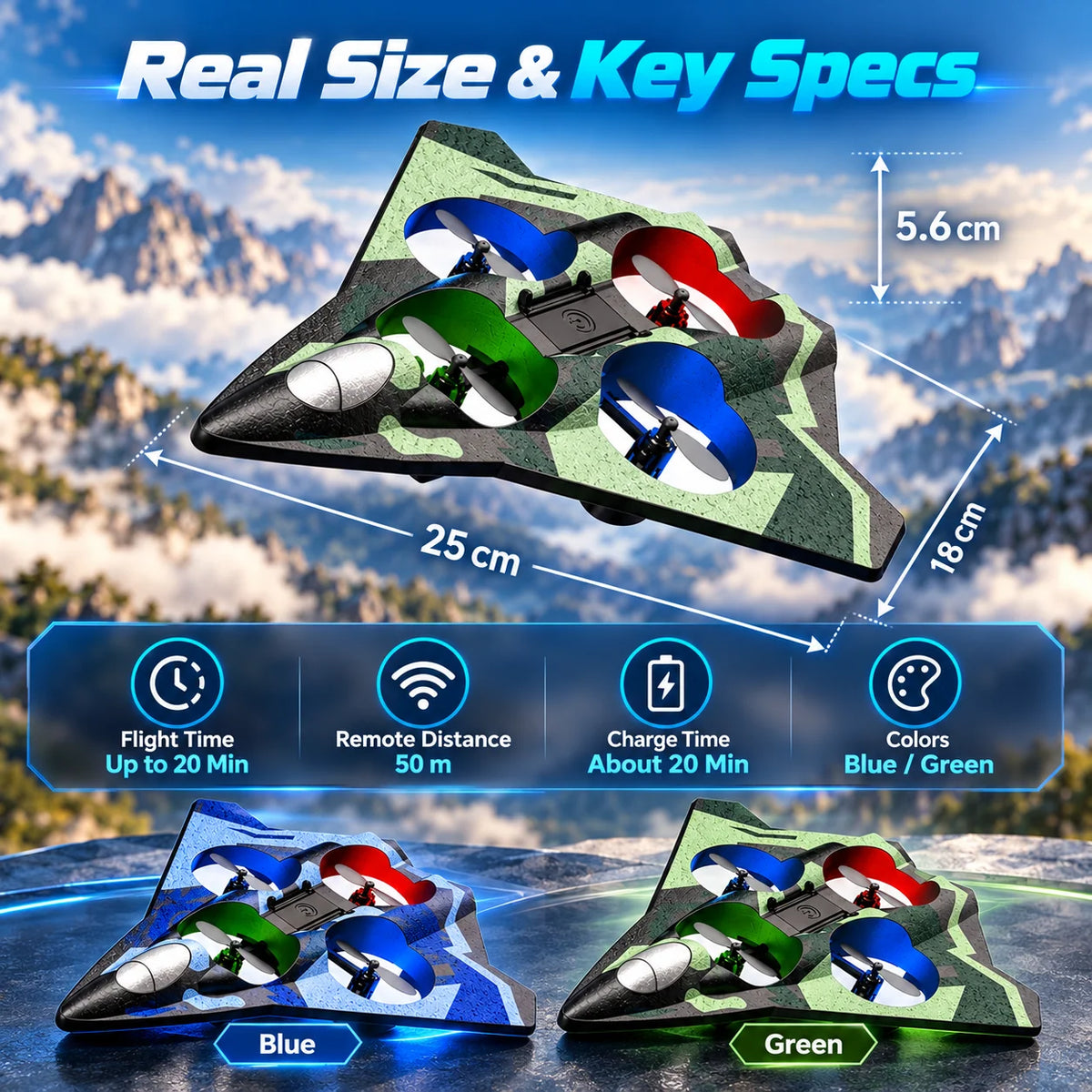🚀 Stealth RC Hover Jet – 360° Stunts & Stable Flight