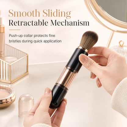 ⏳Limited-time 50% off✨Portable Retractable Makeup Brush Set – Travel Cosmetic Kit with Powder, Blush & Silicone Lip Brushes