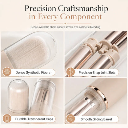 ⏳Limited-time 50% off✨Portable Retractable Makeup Brush Set – Travel Cosmetic Kit with Powder, Blush & Silicone Lip Brushes