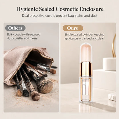 ⏳Limited-time 50% off✨Portable Retractable Makeup Brush Set – Travel Cosmetic Kit with Powder, Blush & Silicone Lip Brushes